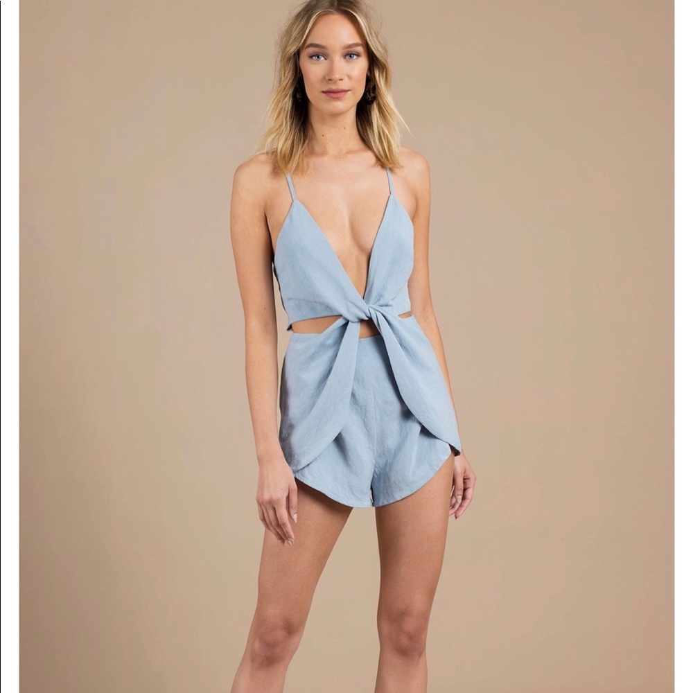 NWT cutout blue wrap romper